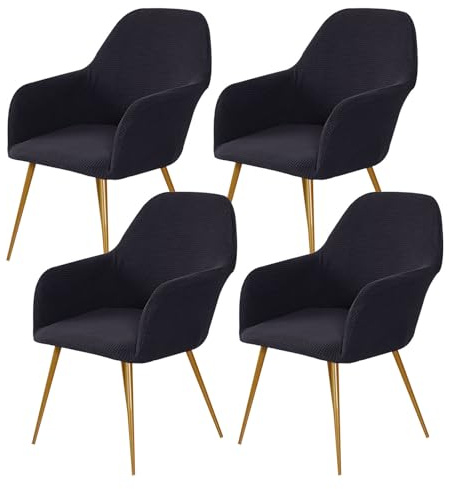 ZRCYXDW Fundas de Sillas Comedor con Brazos Elásticas-Gris C-4 Pieza | Modernas Cubiertas para Sillas con Respaldo Curvo, Extraíble y Lavable, Protector de Sillón para Hogar y Oficina