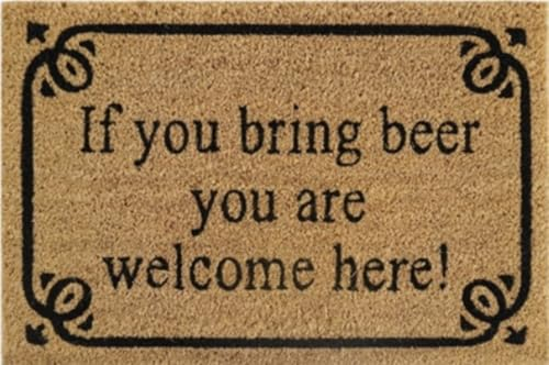 Cost Wise Natural Coir 60cm x 40cm heavy duty doormats with rubber base with funny message (bring beer)