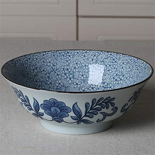 Keramische Salatschüsseln, Dessertschüsseln, Große Suppen-Obstsalat-Nudel-Rührschüssel, kreatives handbemaltes Keramikgeschirr, 15,2 cm, blaues und weißes Porzellan (Farbe: #01) ( Color : #02 )