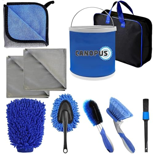CANOPUS Profi Auto Reinigungsset Innenraum, Autopflege Set Außen, Autowaschset Auto Set, Auto Putz Set, Car Cleaning Kit, Car Wash Set, Car Detailing Set, Kfz Reinigungsset, Auto Waschen Set Außen