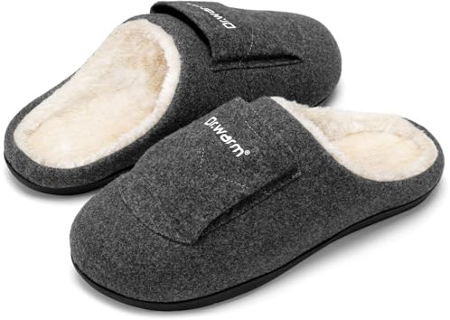 Dr.warm Beheizbare Hausschuhe Wiederaufladbare, Elektrische Beheizte Hausschuhe mit Akkus, Winter Beheizbare Pantoffeln für Herren Damen (Grau/L)