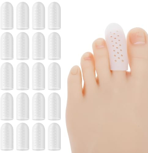 Tyqour 20 Stück Silikon Zehenschutz, Atmungsaktiv Zehenkappen für Männer Frauen Zehenschutz Kleiner Zeh Gel Zehenschutz Weiches Zehenschoner Zehenpolster für Blasen Hühneraugen Hammerzehen