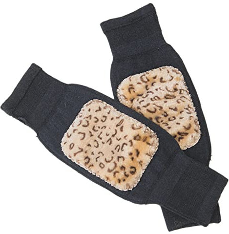 MZRAN Beinwärmer für Frauen und Mädchen, 1 Paar Winter Thermo-Kniebandagen Pads Kunstwolle Plüsch gefüttert Beinwärmer Schutz, leopard, 38