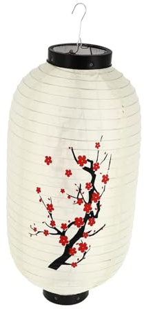 Japanische Seidenlaterne aus Eisen, Hängend, Weiß, für Außenbereich | Restaurantlaterne im Klassischen Stil, Schlichtes Design, Dekorativ für Terrasse und Garten