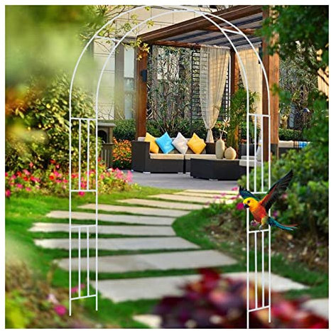Arche de jardin en acier blanc - Treillage pour plantes grimpantes - Tunnel de mariage - Toile de fond extérieure - 150 x 240 cm
