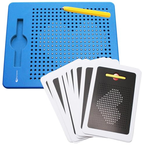 Playtastic Magnettafeln Kinder: Magnetische Reise-Zeichentafel, Stift & Vorlagen, 17,5 x 21,5 cm, blau (Maltafeln, Tafel, Malen)