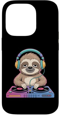 DJ Paresseux avec Casque Et Platines Coque pour iPhone 14 Pro