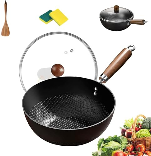 Générique Poêle Antiadhésive à Fond Plat à Motif Décailles De Poisson, Poêle en Acier Au Carbone Sain Non Revêtu, Poêle Universelle pour Cuisinière à Induction Et Cuisinière à Gaz (24 cm)