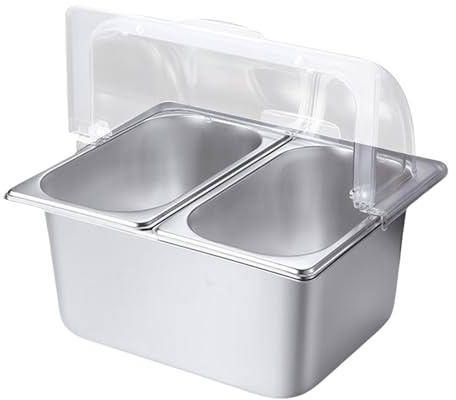 ZYMIADOU Plat de service en acier inoxydable avec couvercle transparent avec séparateurs pour buffet, distributeur de condiments pour restaurant, usage domestique, plateau de présentation des aliments