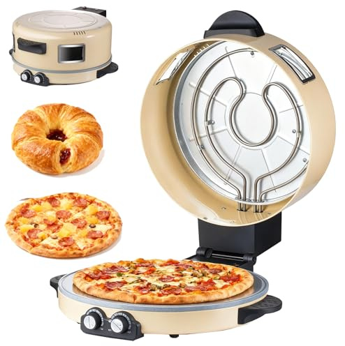 Forno elettrico per pizza, portatile, 2200 W, antiaderente, doppi controlli di riscaldamento, calore alto 220 °C, per pizza in stile pizzeria cotta a pietra