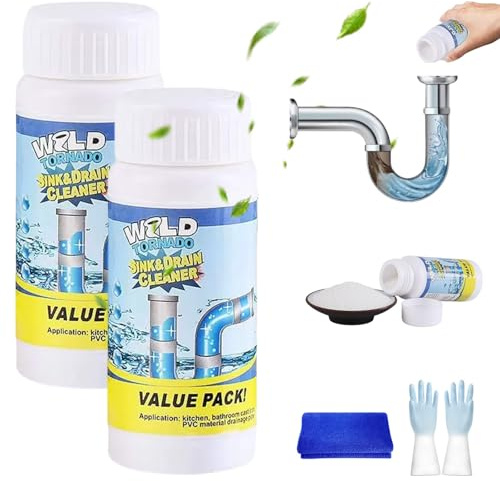 Vollstern Abflussreiniger Schaum Extra Stark, 110ML Kraftvoller Spülbecken- und Abflussreiniger, Schnelle Reinigung, Odorless Formula, für Küche,Bad Toilette,Abfluss Reinigen(2PCS)