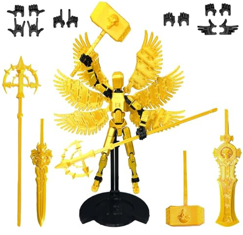 HTTDSLF T13 Action Figurine, T13 Figurine articulée Set (Assemblage terminé), Figurines d'action, 3D Imprimé Multi-articulées, Jouet pour Garçon, pour Les Amateurs de Jeu Toys, Or1