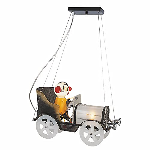 Dapo DesignerOLDTIMER Glas-Decken-Pendel-Leuchte-Lampe Metall u. Glas, Fernbedienung, inkl. RGB LED-Licht am Reifen, Wohn-Kinder-Jugend-Zimmer-Theke-Disco-Party-Leuchte-Lampe