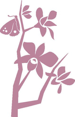 PEMA INDIGOS UG Sticker mural Motif orchidées et papillons Violet 160 x 101 cm