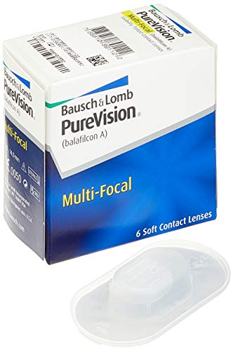 Bausch + Lomb Purevision Multifocal Monatslinsen, Gleitsicht-Kontaktlinsen, weich, 6 Stück BC 8.6 mm/DIA 14 / -3.5 Dioptrien/ADD Low