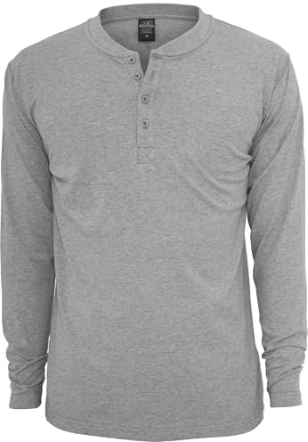 Urban Classics Herr Basic Henley L/S Tee Sweatshirt, Grå (grå 111), M