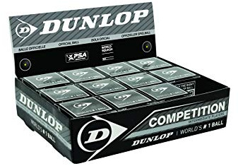 DUNLOP Squashbollar – tävling, svart/enkel gul prick