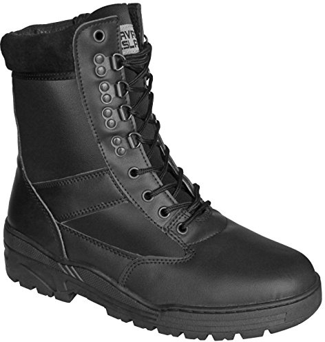 Bottes Cuir Noir Patrouille Combat Armée Tactique Recrues Police Sécurité - Noir - 43 EU (9 UK)