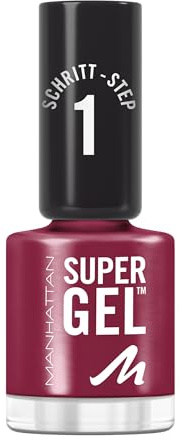 Manhattan Super Gel Nagellack – Gel Maniküre Effekt ganz ohne UV Licht – Dunkelroter Nail Polish mit bis zu 14 Tagen Halt – Farbe Seductive Red 685 – 1 x 12ml