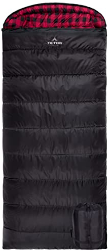 TETON Erwachsene Schlafsack Celsius-18˚C / 0˚F Flannel-gefütterter, Schwarz, XXL, 101L