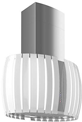 Futuro Futuro Pearl White 30 Inch Island-mount Range Hood, Designer Glass w/LED Backlight, Ultra-Quiet, with Blower