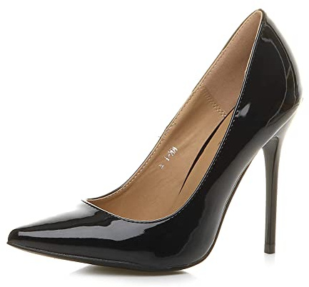 AJVANI Womens Ladies high Heel Pointed Contrast Court smart Party Work Shoes Pumps Size