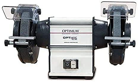 Optimum Doppelschleifmaschine OPTIgrind GU 20 (2 Schleifscheiben fein+grob, Funkenschutz, wartungsfreier Motor), 3101520