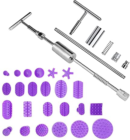 GS Schlaghammer zum Entfernen von Dellen im Auto, 25-teiliges Set, 2-in-1, Hammer mit Klebeaufsätzen, Reparaturwerkzeug