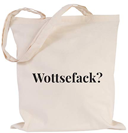 JUNIWORDS Jutebeutel - Wähle eine Farbe - Wottsefack? (Beutel: Natur, Text: Schwarz)