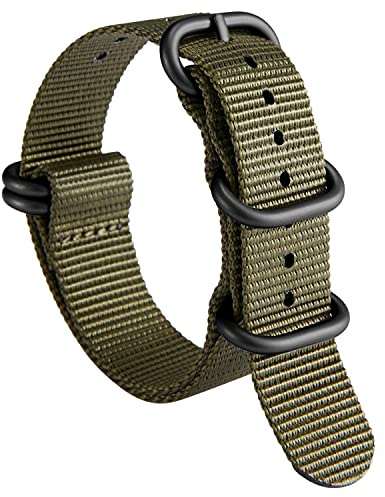 BINLUN Premium Nylon-Uhrarmband, 5-Ring-Edelstahlschließe, Robust & Komfortabel, Unisex, für 18–24 mm Handgelenke
