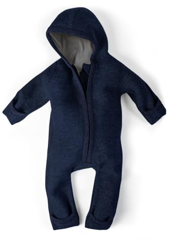 Ehrenkind® WALKOVERALL | Baby Wollwalk-Overalls aus Merino Schurwolle mit Reißverschluss | Walk Wolle Woll-Anzug für Kleinkind und Baby | Blau Gr. 74-80