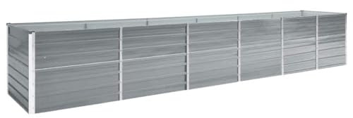 vidaXL Lit Surélevé Pot de Fleurs Bac à Plante Pot de Plante Jardinière Véranda Jardin Balcon Extérieur Acier Galvanisé 480x80x77 cm Gris