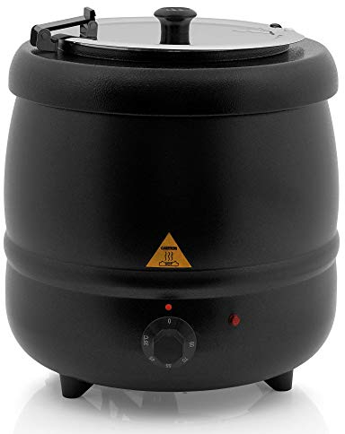 Mahlzeit Pentolone per zuppa elettrica 8 Litri con Inserto Rimovibile in Acciaio Inox e Coperchio | Fino a 80°C | Nero | Pentola per zuppa per Buffet, Catering e ristorazione