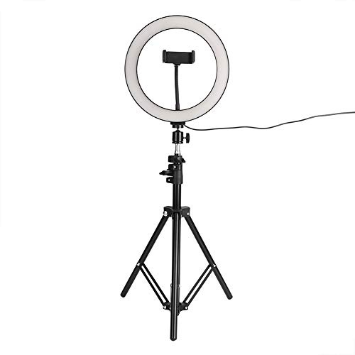 10 LED Light with Tripod Stand USB Port LED Lamp with Dimmable 3 Light Modes, Selfie Light for for Live Stream, Makeup, Youtube Video Photography