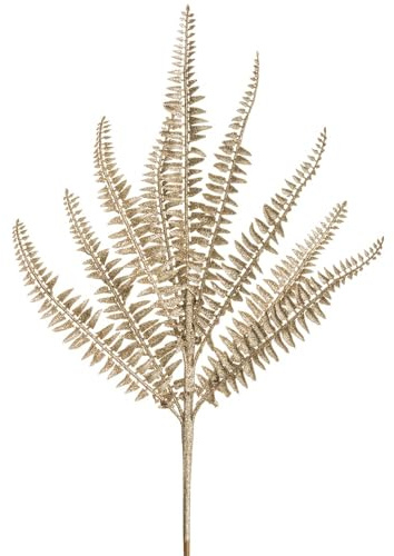 SilksAreForever 19 Glittered Artificial Sword Fern Stem -Champagne (Pack of 24)