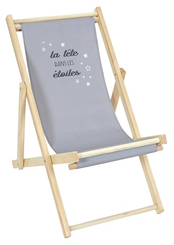 HOME DECO KIDS, Chilenenne für Kinder, Motiv: Kopf in den Sternen, verstellbare Sitzhöhe, 49 x 85 x 67 cm, Klappstuhl, Kinderliege, für den Außenbereich, Liege für Kinder
