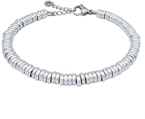 Bracciale Donna regolabile anellini acciaio alluminio morbido 5 mm | Leggero, Anelli lucidi