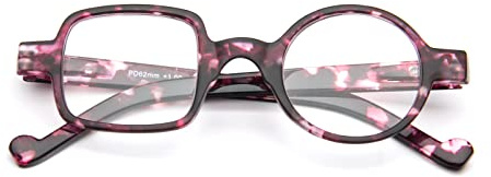 KoKoBin Lesebrille rund quadratisch HD Lesebrillen Rahmen ultraleichte bequeme Federscharnier Herren- und Damen brille (Lila Leopard, 3.0)