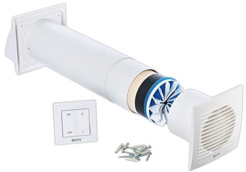 LIRAST 125mm Dezentrale Lüftungsanlage mit Wärmerückgewinnung - Wandlüfter mit Schalter - Lüftung mit Wärmerückgewinnung - Rekuperator mit Keramikwärmetauscher - Lufttauscher Wohnraumlüftung