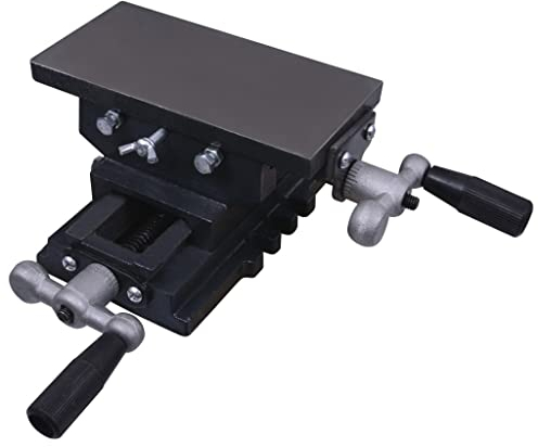 vidaXL Mesa de Tornillo de Banco Manual Carro Transversal Base de Mordaza de Sujeción Trabajo Deslizamiento Cruzado Transversal Base Giratoria para Máquinas