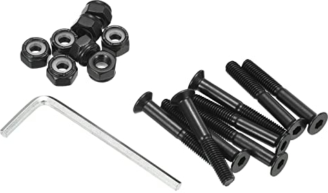 PATIKIL Skateboard Matériel Trousse, 1.38 Montage Vis Hexagon Tête Boulons Écrous Ensemble avec Clé à Molette pour Longboard Croiseur, Noir