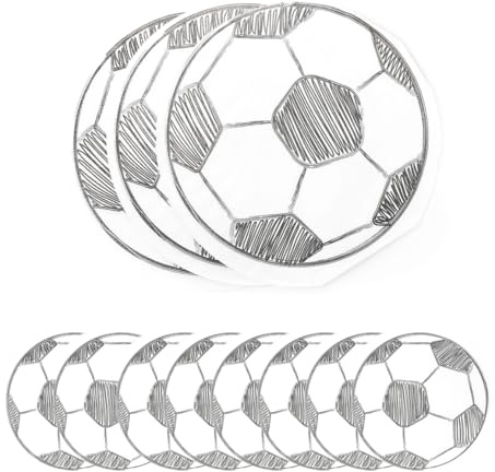 Lot de 100 serviettes de table rondes jetables blanches et noires, parfaites pour les fêtes de football et la célébration de la Coupe du monde