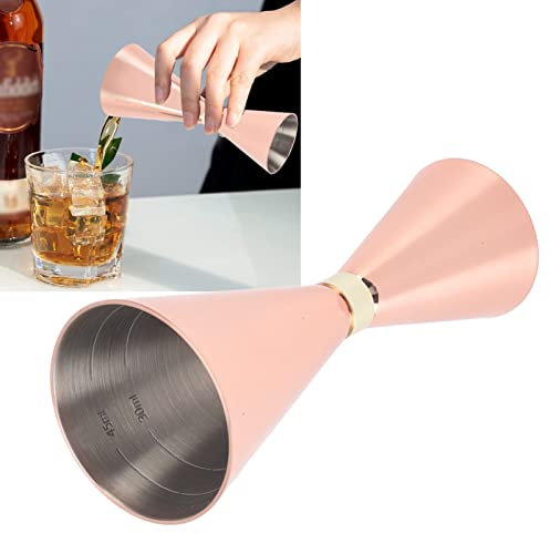 BestAlice Jigger pour Barman, Double Doseur à Cocktail, Doseur en Acier Inoxydable, 30 Ml/60 Ml, Tasse Doseuse Intégrée pour Bar à Domicile(Cuivre)