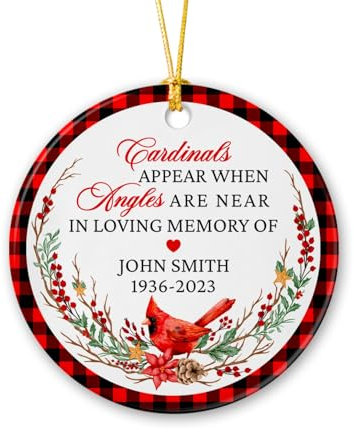 Christbaumschmuck Keramik Weihnachtsanhänger Anhänger Weihnachtsbaumschmuck Hängende Ornamente Weihnachtsdeko Personalisierbar, Kardinal Erscheint, Wenn Engel In Der Nähe Sind, Individueller