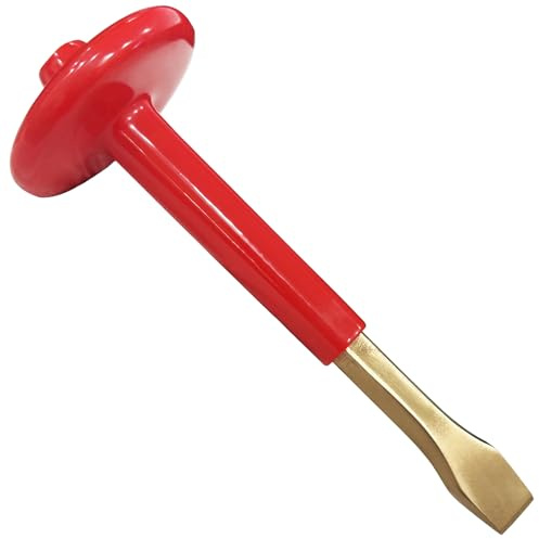 WEDO Non-Sparking Flat Chisel 10 Point Hex,Cement Chisel,Brick Chisel,Masonry Chisel with Thickness Hand Guard,Aluminum Bronze, Length 300mm,Suitable for Petrochemical Industry, Garage,Boat