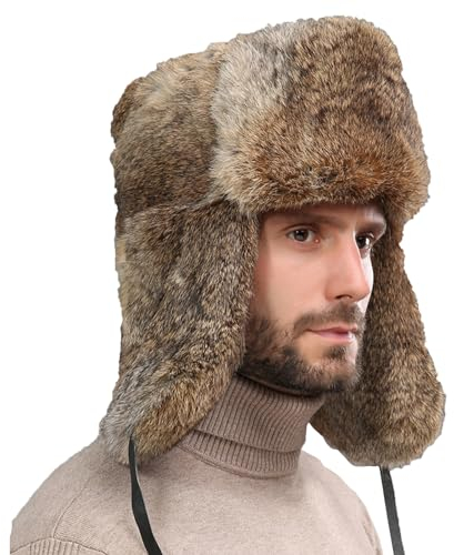 Elegtiskas Winter Trapper Hat with Flaps Faux Fur Winter Hunting Hat Russian Ushanka Hat for Men Women