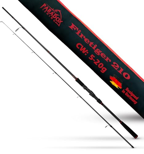 Paradox Fishing Firetiger Spinnrute I 2,1m/2,4m/2,7m I 5-20g/ 15-35g/ 20-60g I Barsch Rute I Zanderrute I Hecht Rute - Spinnruten