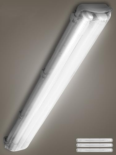 Litglobe Fluorescente LED 60cm,18W 1800LM Fluorescente Tubo LED,4000K Blanco neutro Fluorescente Regleta LED,IP65 Impermeable Barra LED,Lámpara de Techo para Cocina Baño Oficina Sótano