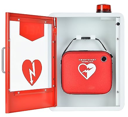 STMKB AED-Defibrillator-Aufbewahrungsschrank, Erste-Hilfe-Schrank Für Herzdefibrillation Aus Stahlblech, Türöffnungsalarm, Doppelschaltersteuerung, Geeignet Für Verschiedene AED-Typen