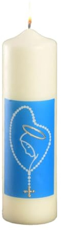Wiedemann Kerzen Marienkerze Maria mit Rosenkranz Elfenbein 220 x Ø 60 mm, 1 Stück
